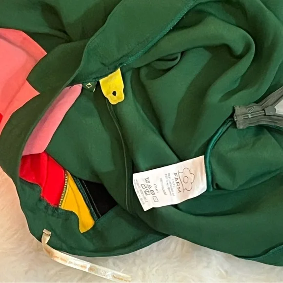 Farm Rio Boho Reggae Festival Striped Green Pink Asymmetrical Cropped Pants G/L - Picture 4 of 13